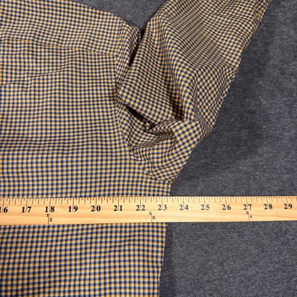 Banana Republic Button Down Shirt Mens L Orange Plaid Slim Flex Tech Stretch